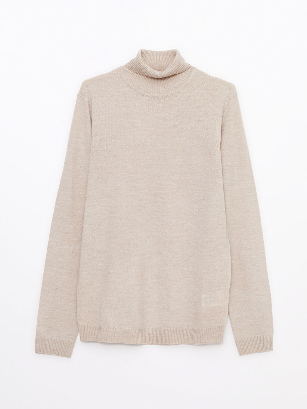 Bej Balıkçı Yaka Uzun Kollu Erkek Triko Kazak-5