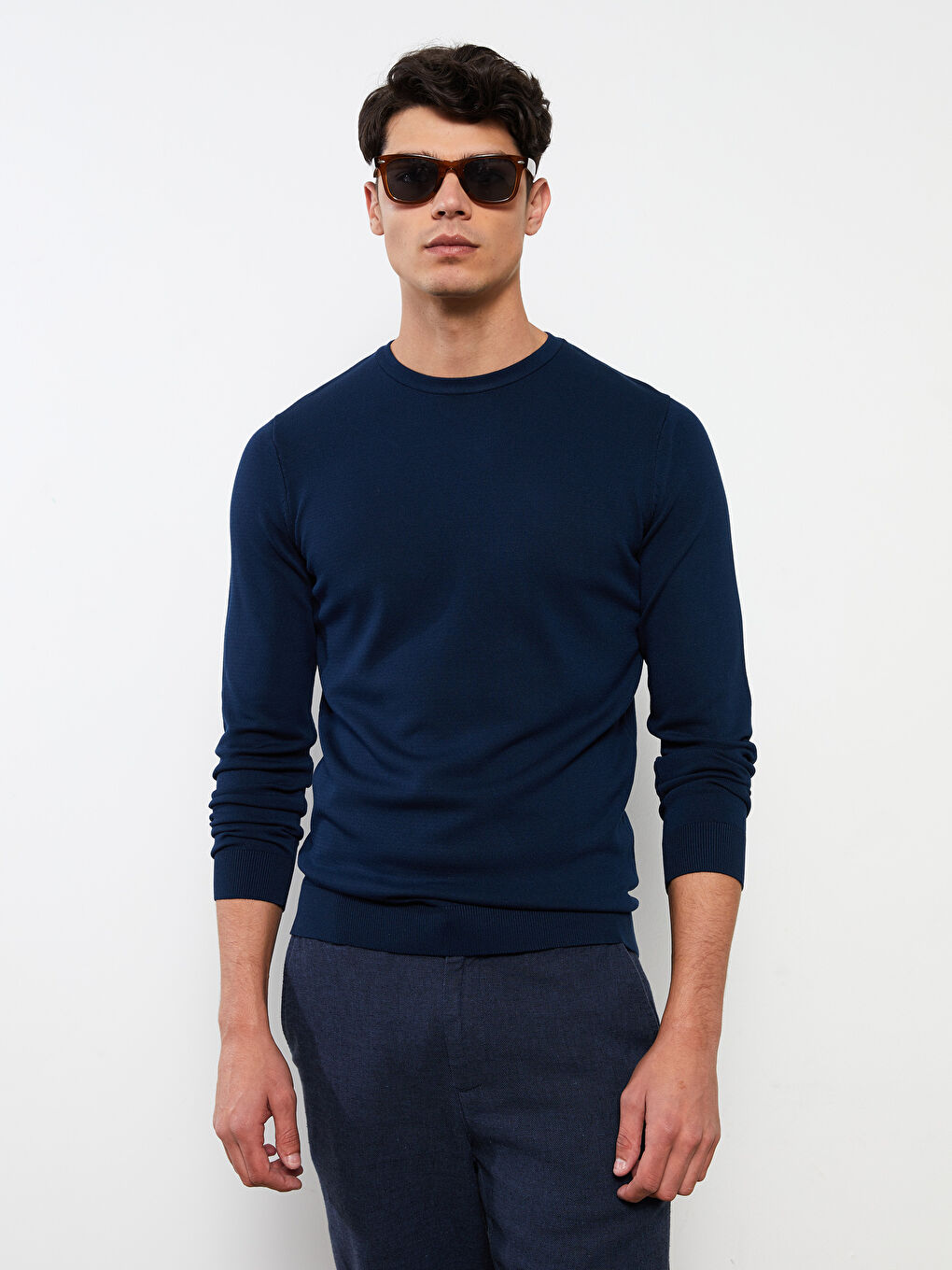 Mavi Bisiklet Yaka Erkek Triko Kazak-1