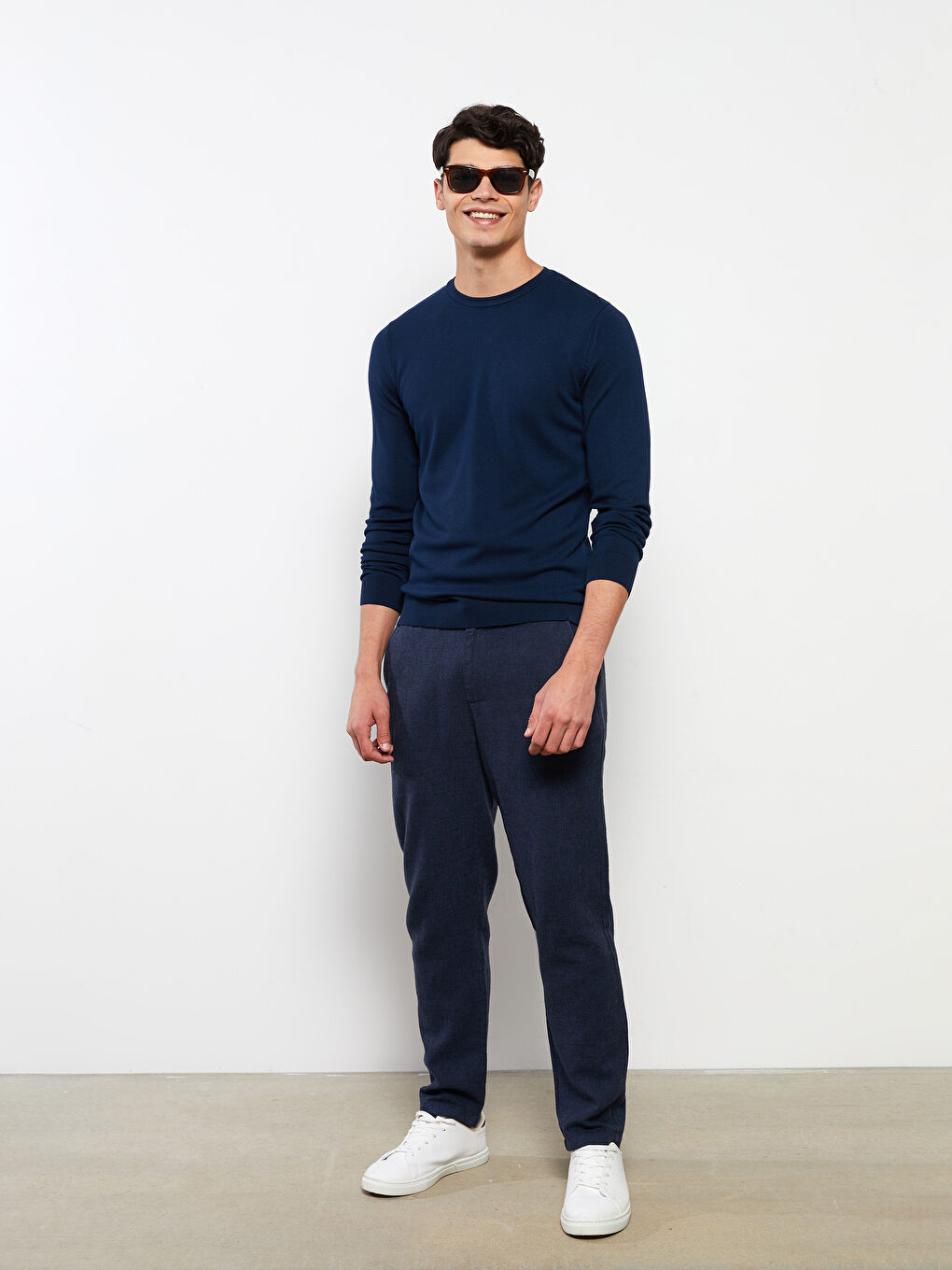 Mavi Bisiklet Yaka Erkek Triko Kazak-2