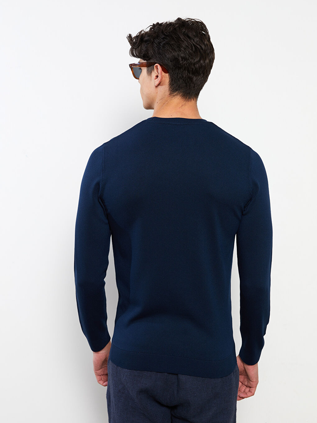 Mavi Bisiklet Yaka Erkek Triko Kazak-4