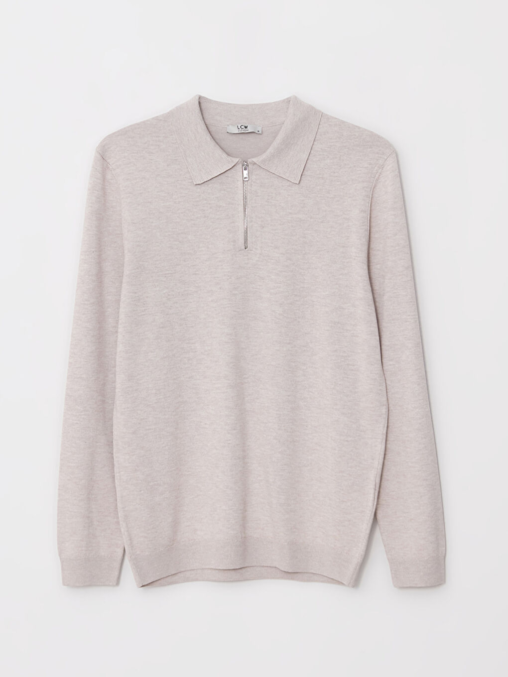 Bej Polo Yaka Uzun Kollu Erkek Triko Kazak-5