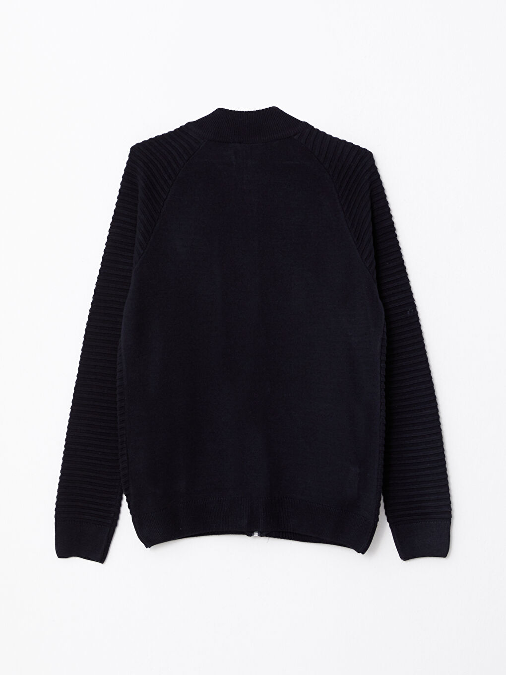 Lacivert Dar Kalıp Dik Yaka Uzun Kollu Erkek Triko Hırka-6