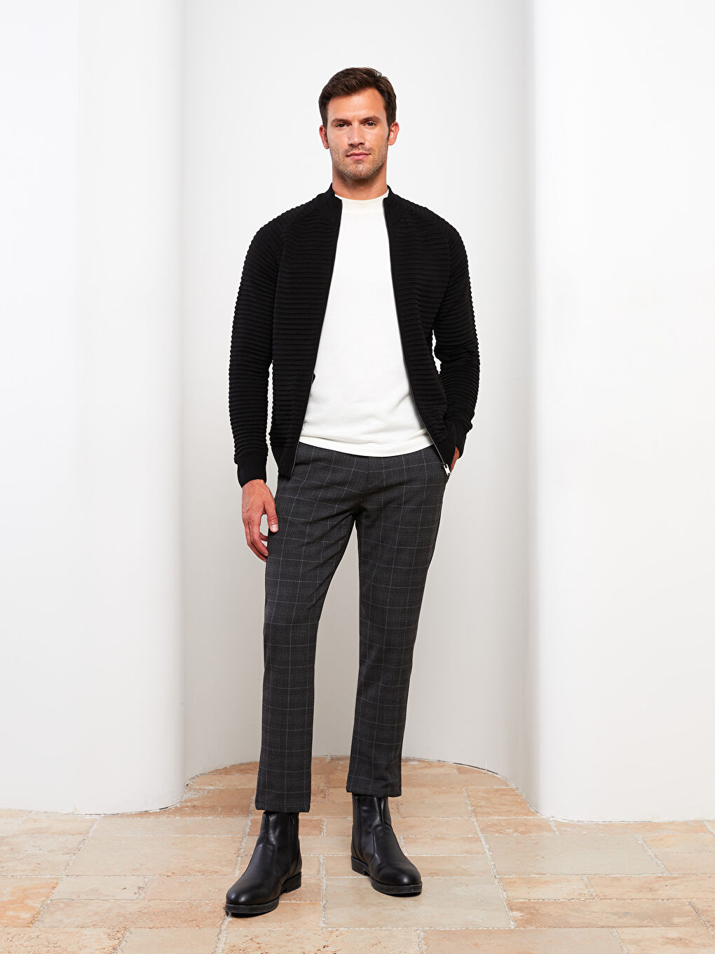 LCW Vision Schlank Geschnittene Langarm Trichterkragen Herren Strickjacke -W20171Z8-CVL