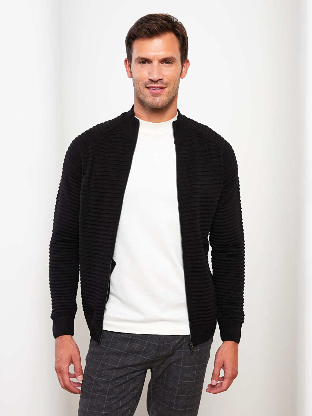LCW Vision Schlank Geschnittene Langarm Trichterkragen Herren Strickjacke -W20171Z8-CVL