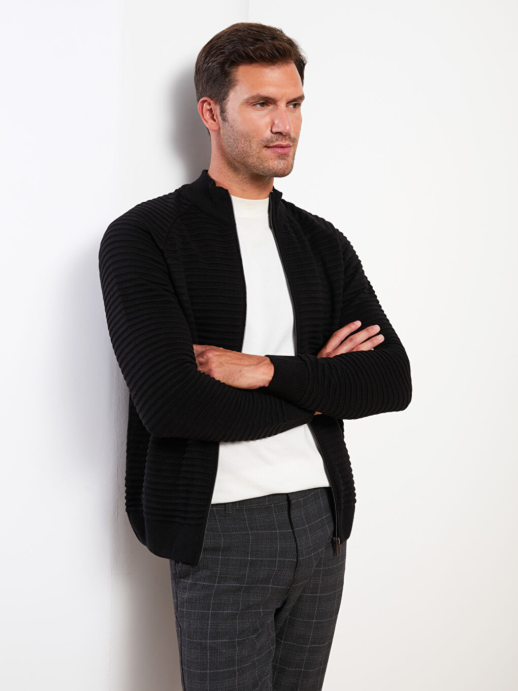 LCW Vision Schlank Geschnittene Langarm Trichterkragen Herren Strickjacke -W20171Z8-CVL