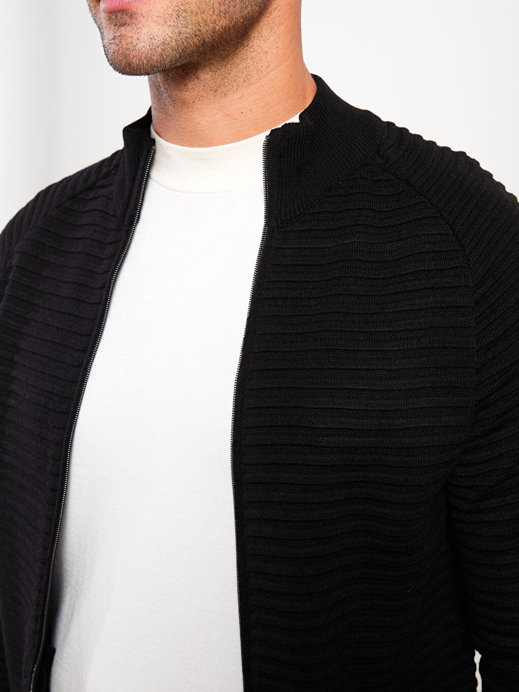LCW Vision Schlank Geschnittene Langarm Trichterkragen Herren Strickjacke -W20171Z8-CVL