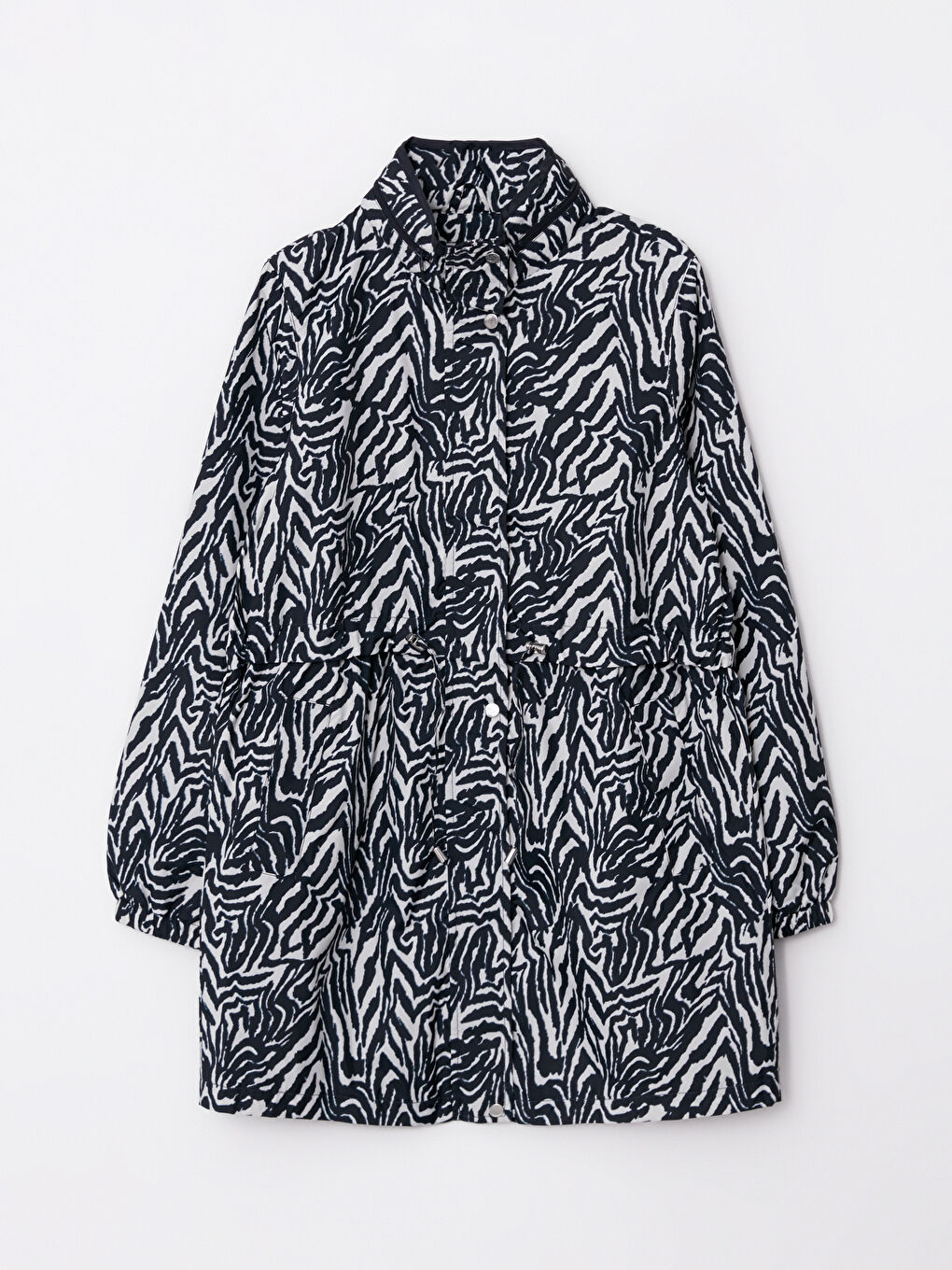 معطف واق من المطر بياقة قمع كم طويل سادة/مطبوع للسيدات-8