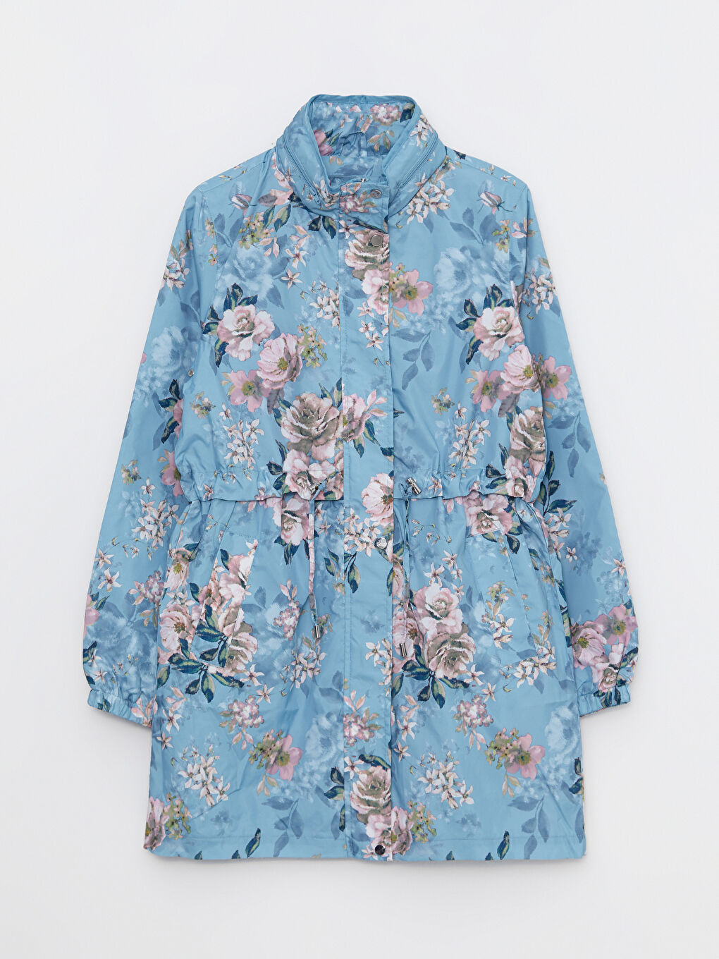 Дождевик с воротником-трубой, с принтом, с длинным рукавом для женщин-7