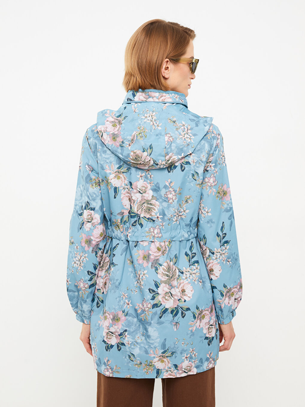 Дождевик с воротником-трубой, с принтом, с длинным рукавом для женщин-6