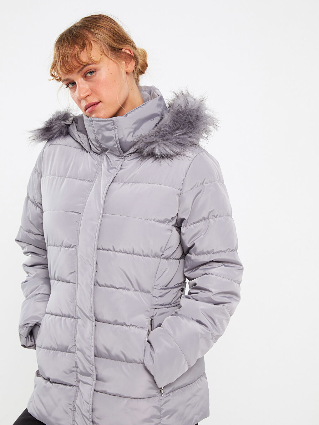Women's Hooded Plain Puffer Coat