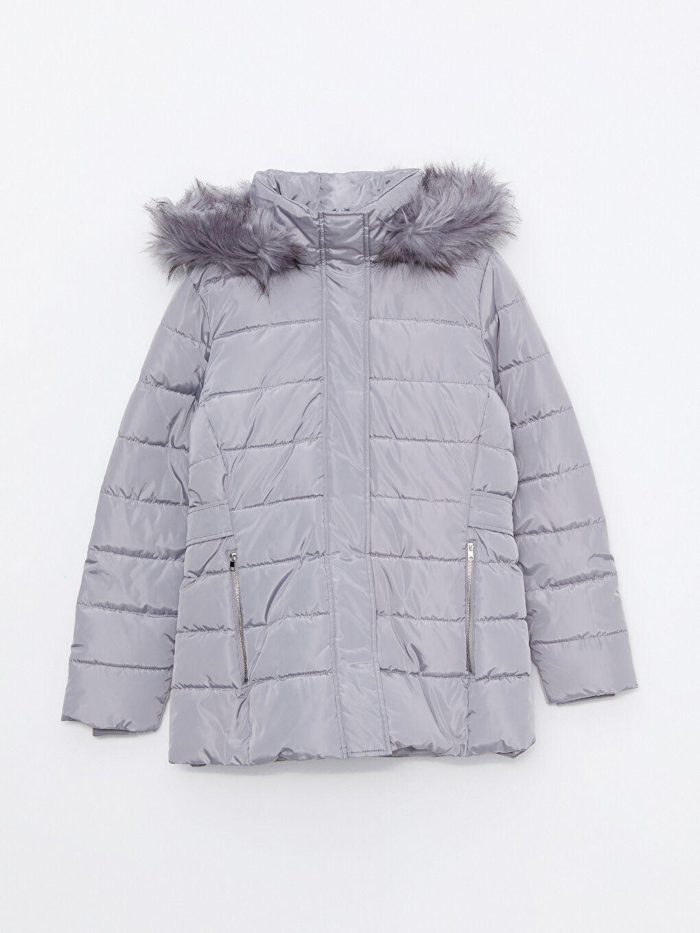 Women's Hooded Plain Puffer Coat-6