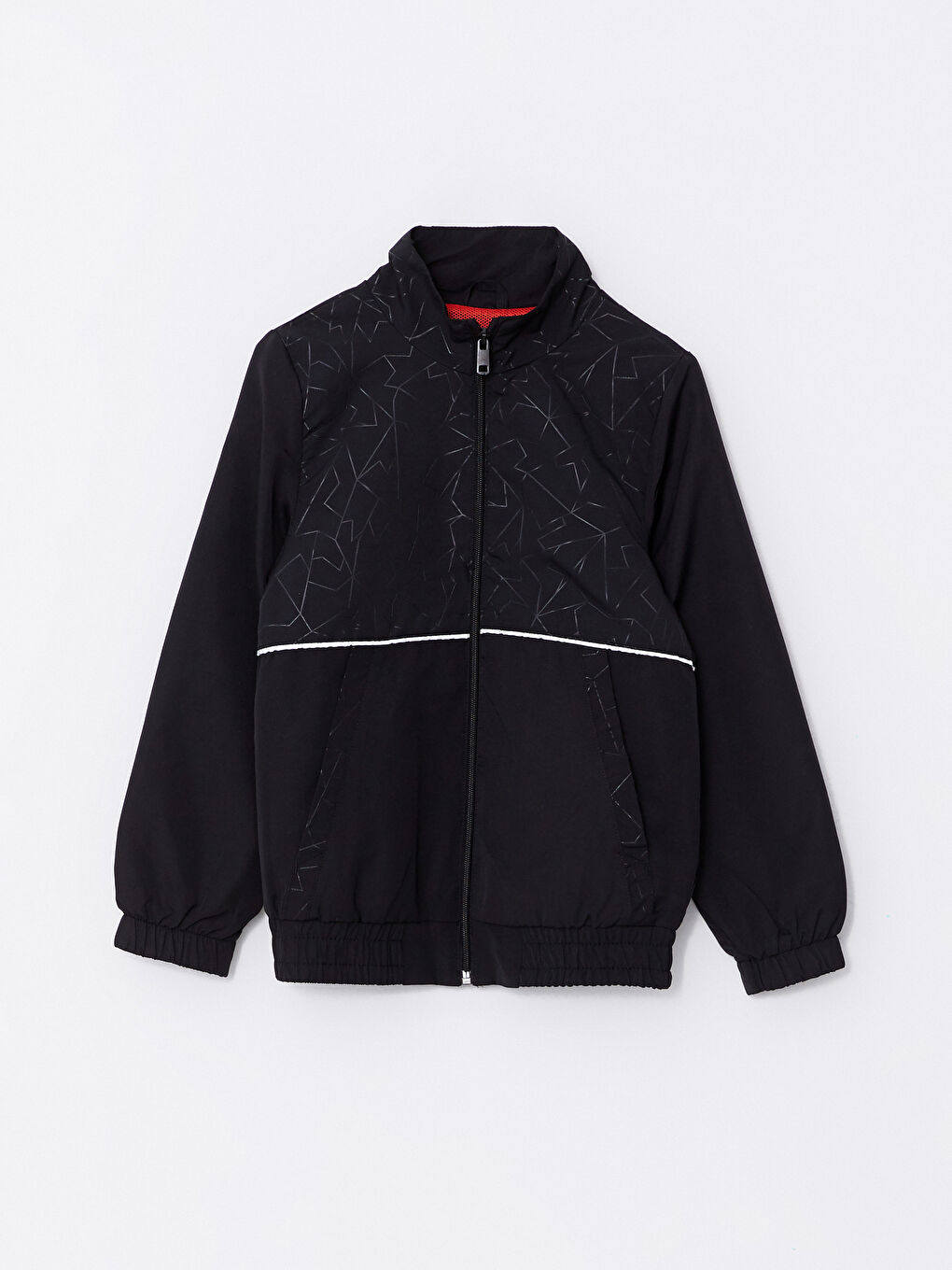 Siyah Dik Yaka Baskılı Uzun Kollu Erkek Çocuk Eşofman Takımı-1