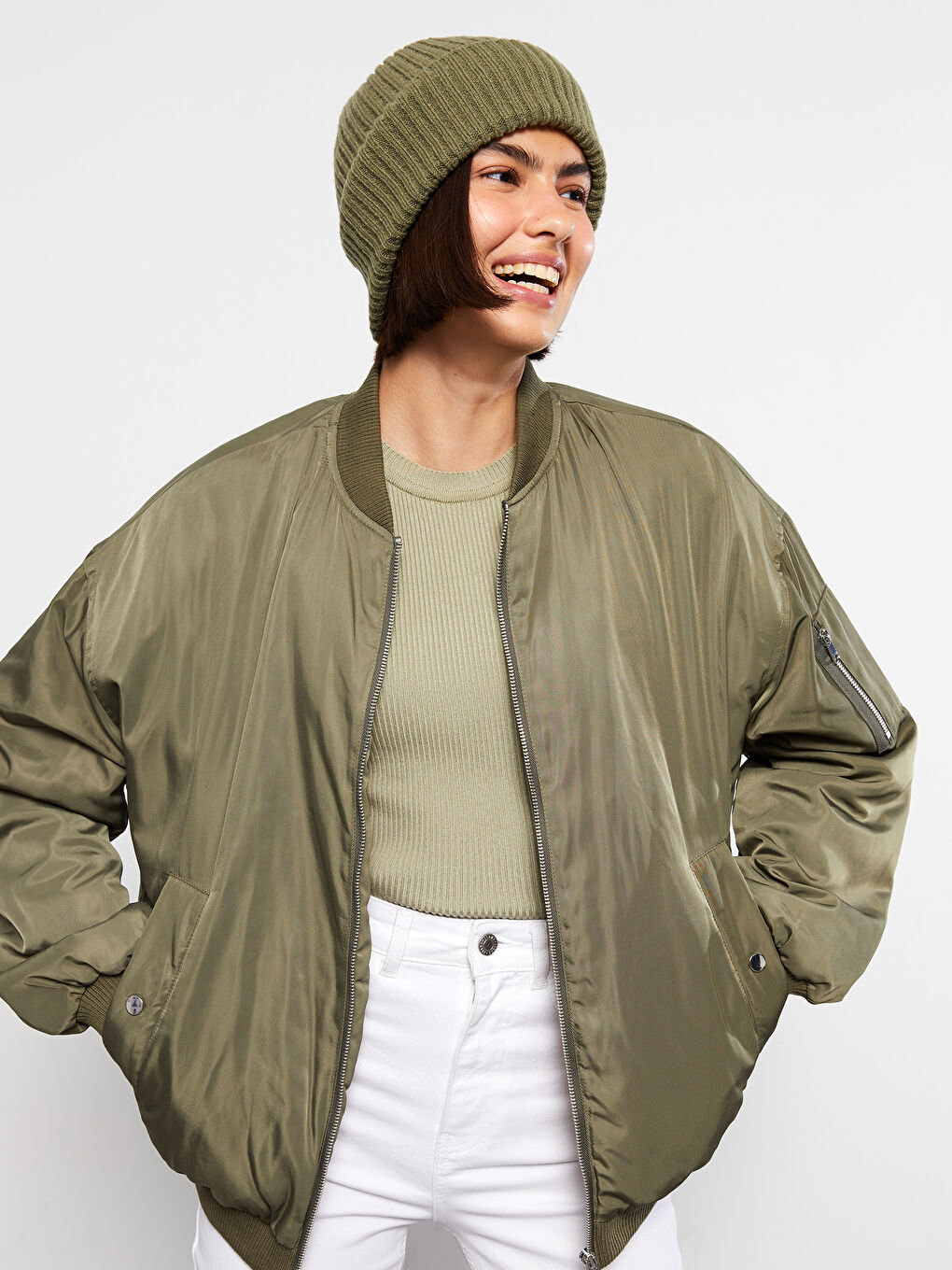 Crew Neck Straight Long Sleeve Women's Down Coat