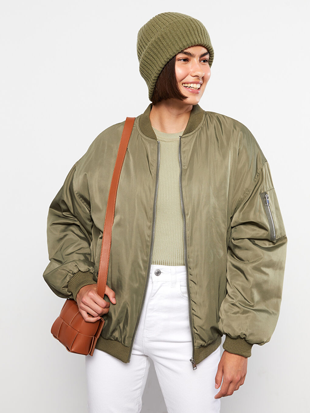Crew Neck Straight Long Sleeve Women's Down Coat-1