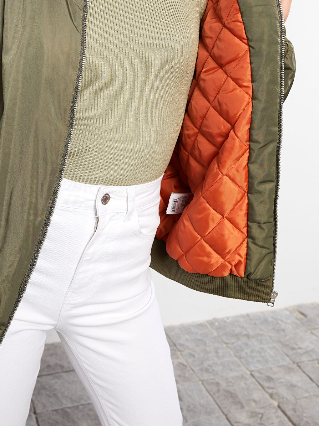 Crew Neck Straight Long Sleeve Women's Down Coat-5