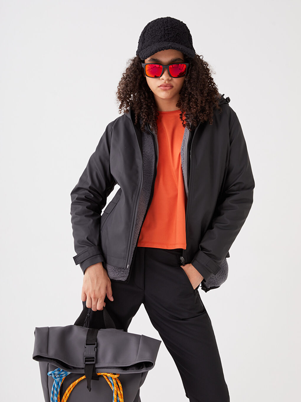 Imperméable d'extérieur à capuche imprimé à manches longues pour Femmes-2