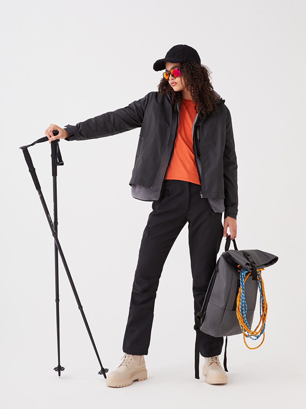 Imperméable d'extérieur à capuche imprimé à manches longues pour Femmes-4