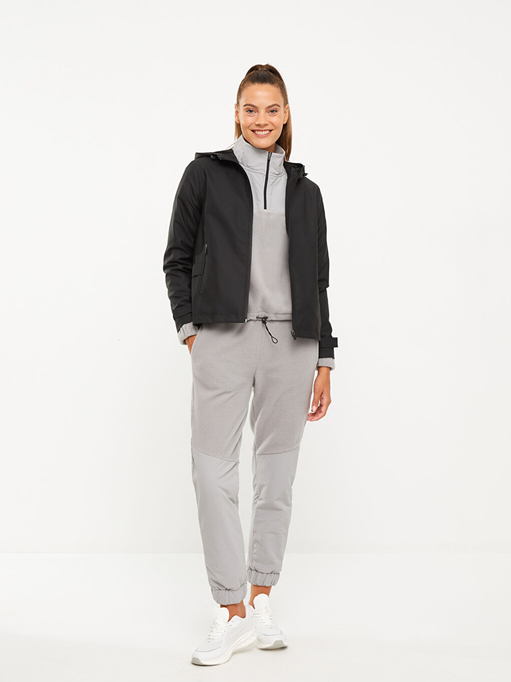 Imperméable d'extérieur à capuche imprimé à manches longues pour Femmes-7