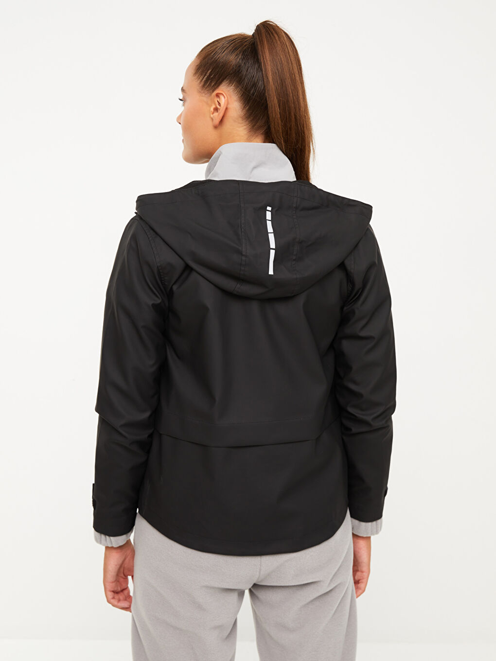 Imperméable d'extérieur à capuche imprimé à manches longues pour Femmes-11