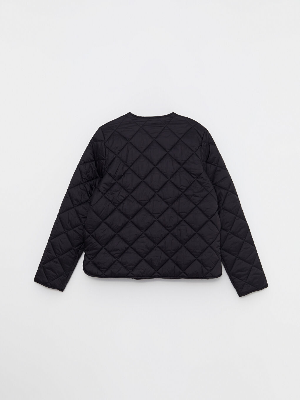 Siyah Bisiklet Yaka Kapitone Desenli Uzun Kollu Kadın Şişme Mont-8