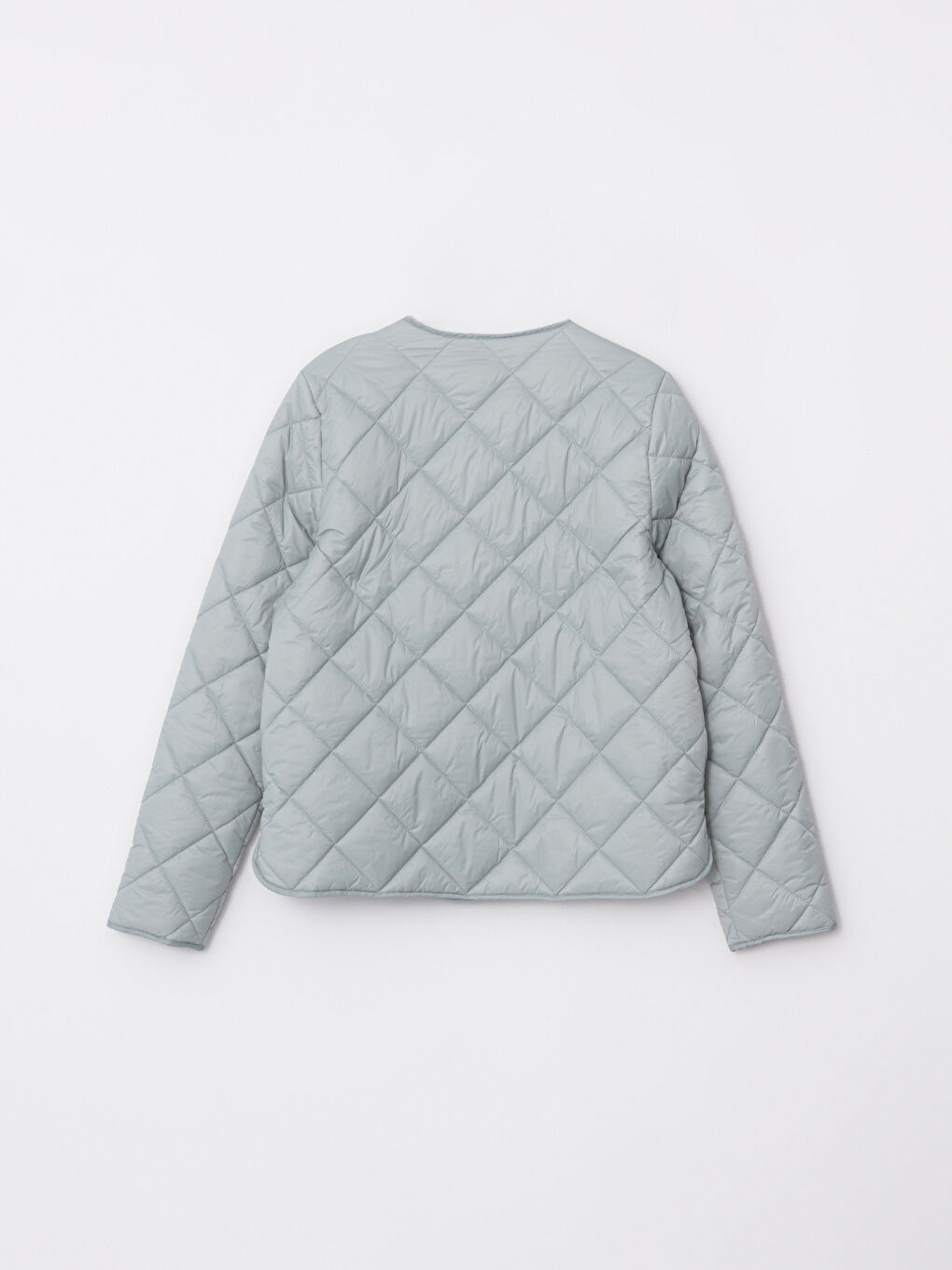 Yeşil Bisiklet Yaka Kapitone Desenli Uzun Kollu Kadın Şişme Mont-8