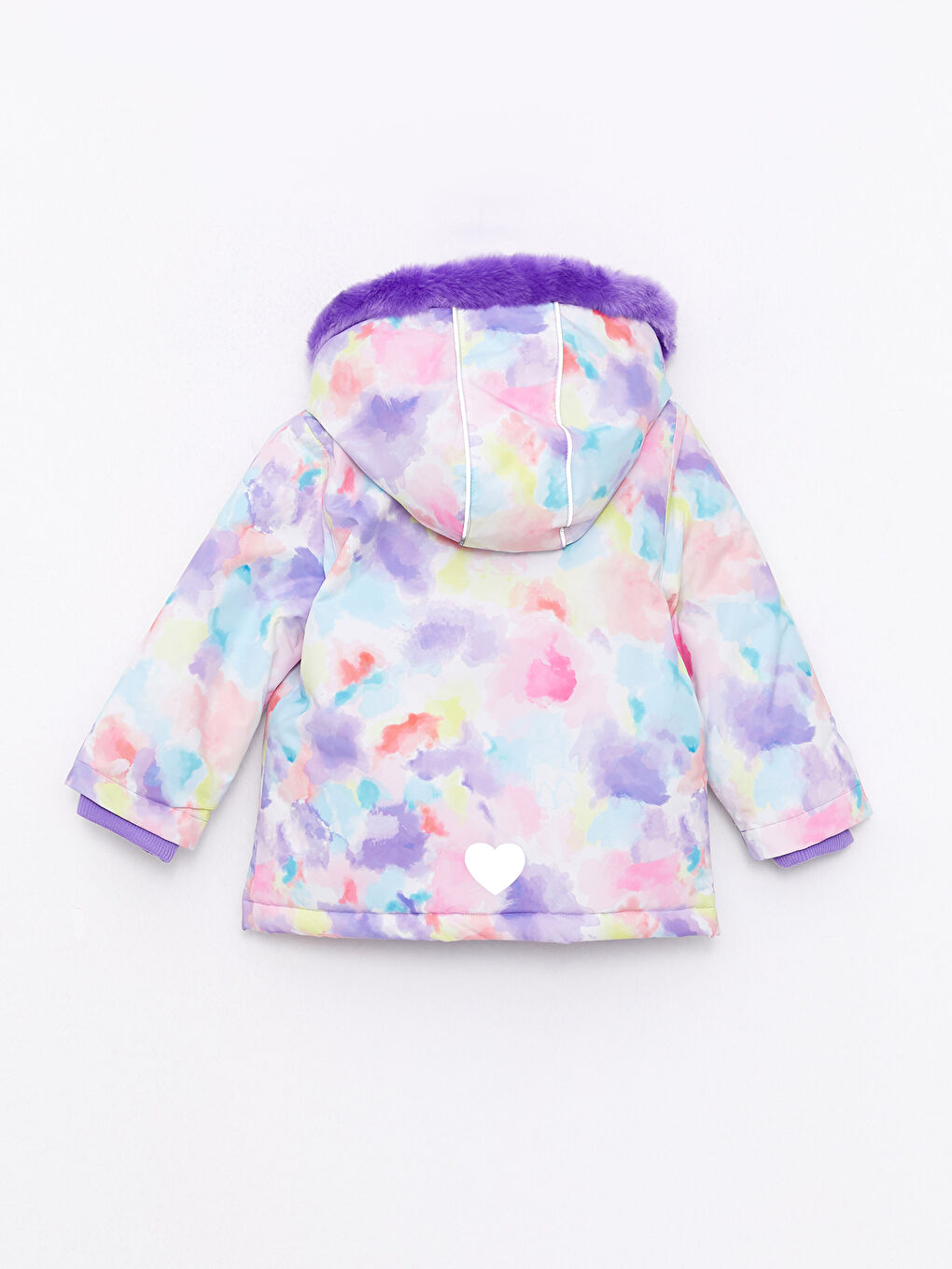 Hooded Long Sleeve Printed Baby Girl Ski Jacket