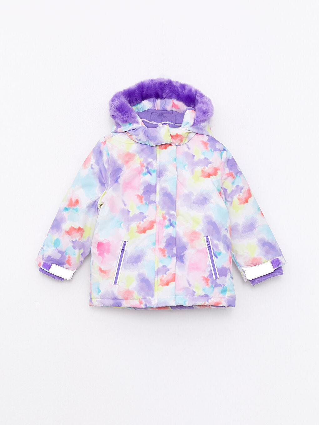 Hooded Long Sleeve Printed Baby Girl Ski Jacket-1