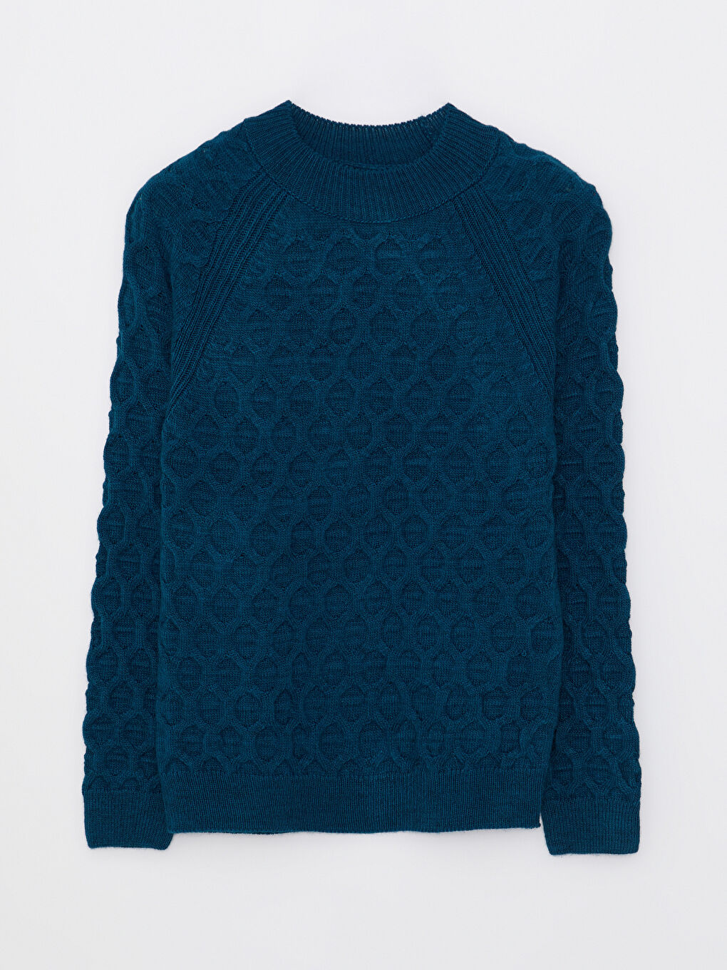 Crew Neck Self Patterned Long Sleeve Women's Knitwear Sweater-5