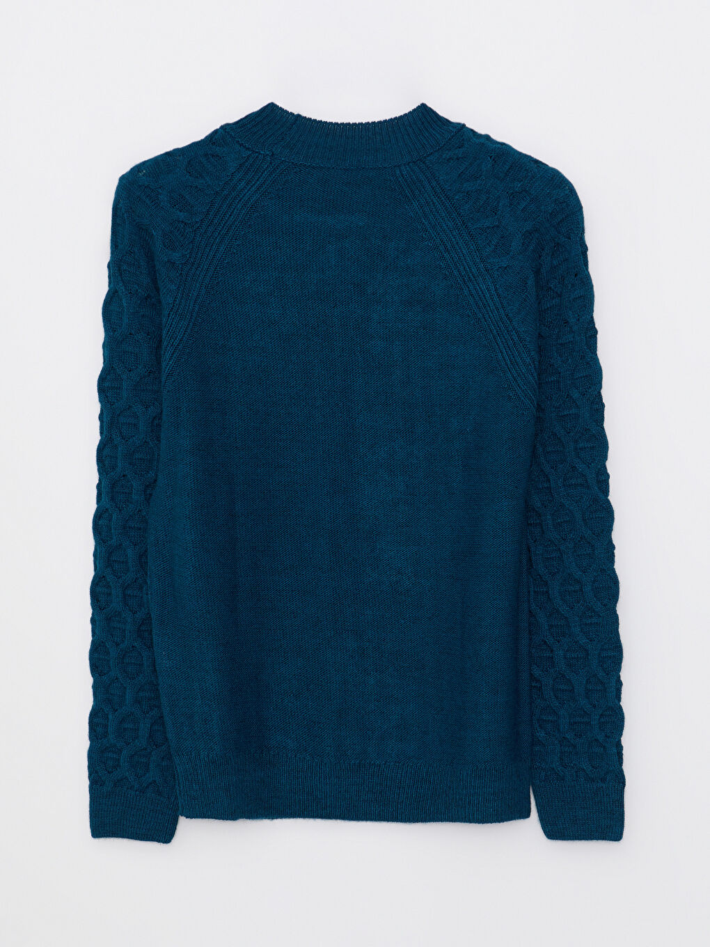 Crew Neck Self Patterned Long Sleeve Women's Knitwear Sweater-6