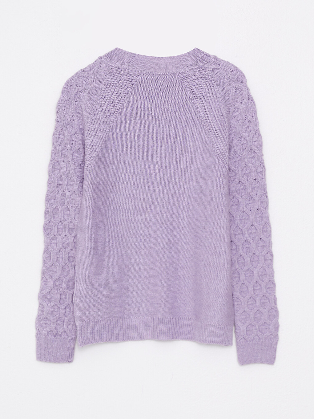 Crew Neck Self Patterned Long Sleeve Women's Knitwear Sweater-7