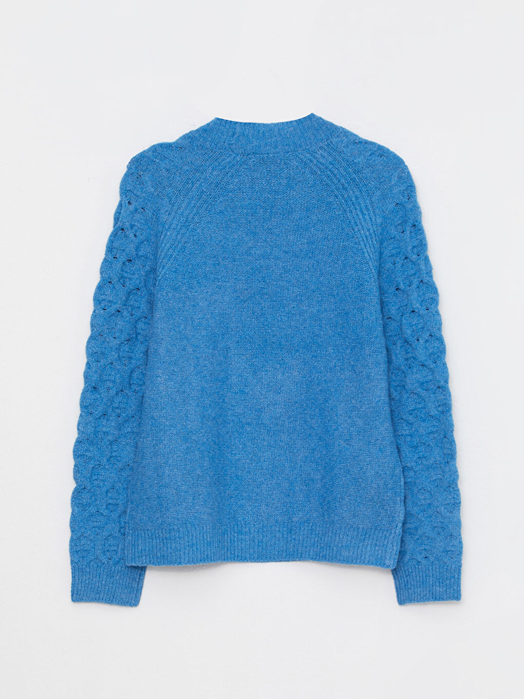 әйелдерге арналған дөңгелек жағалы өрнекті ұзын жең трикотаж жемпір-6