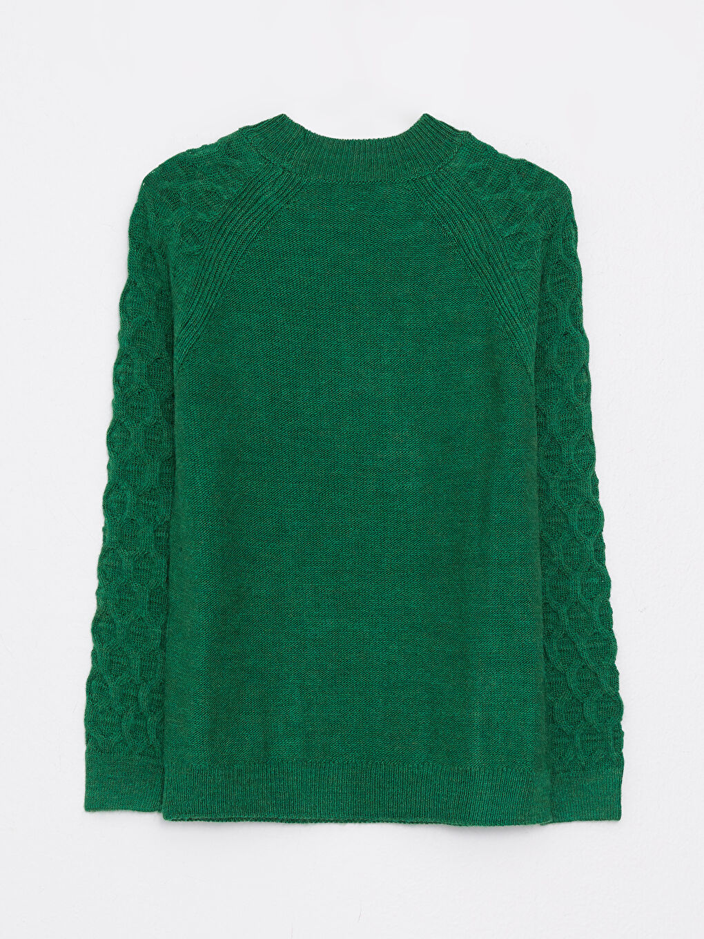 әйелдерге арналған дөңгелек жағалы өрнекті ұзын жең трикотаж жемпір-5