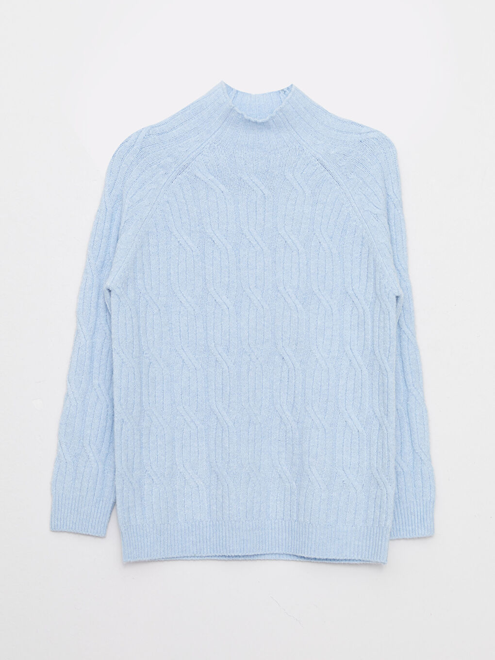 Half Turtleneck Self Patterned Long Sleeve Women's Tricot Sweater-5