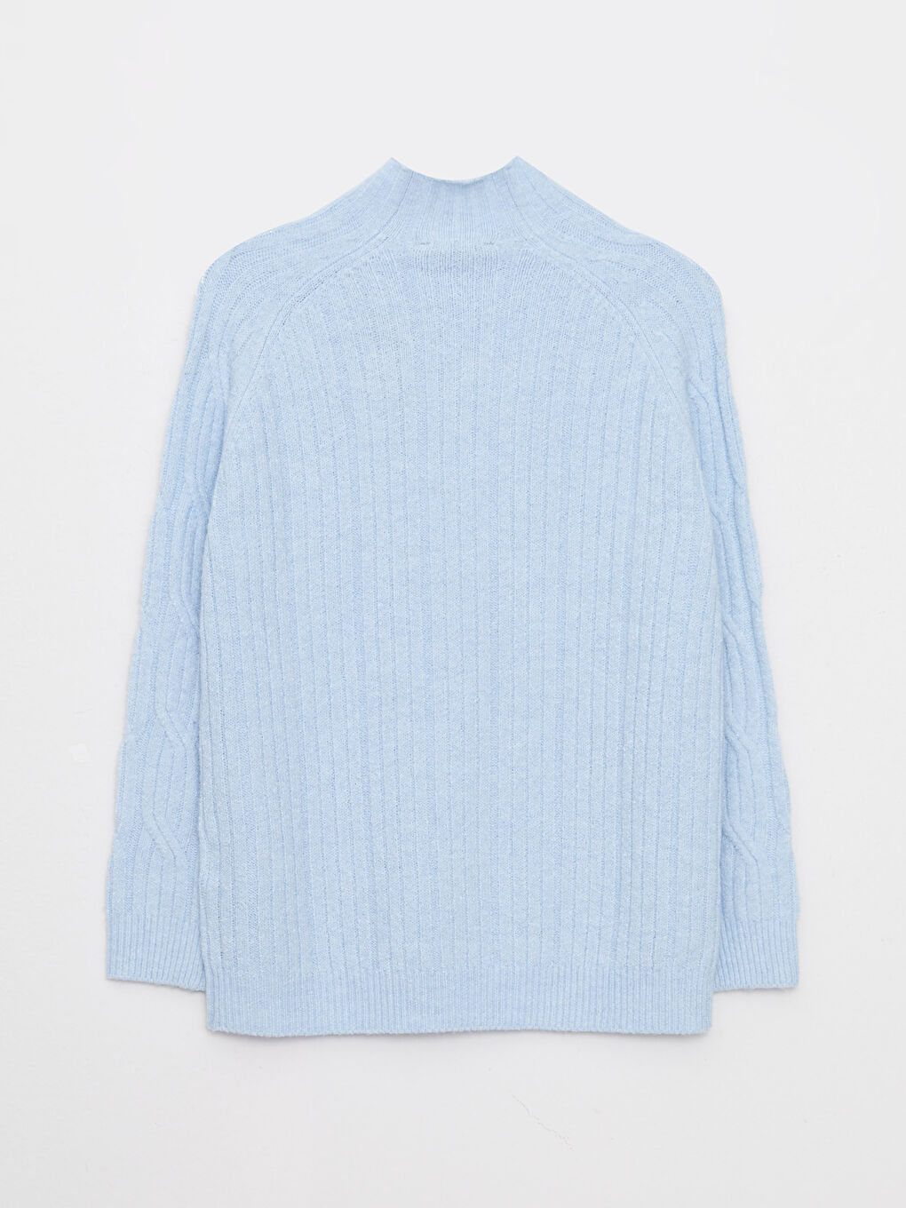 Half Turtleneck Self Patterned Long Sleeve Women's Tricot Sweater-6