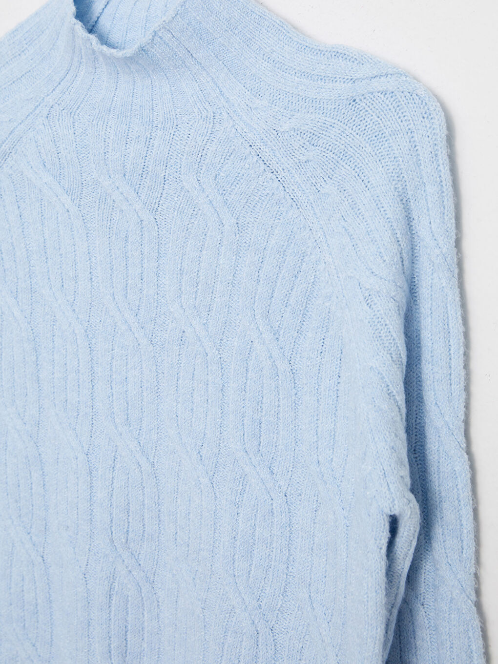 Half Turtleneck Self Patterned Long Sleeve Women's Tricot Sweater-7