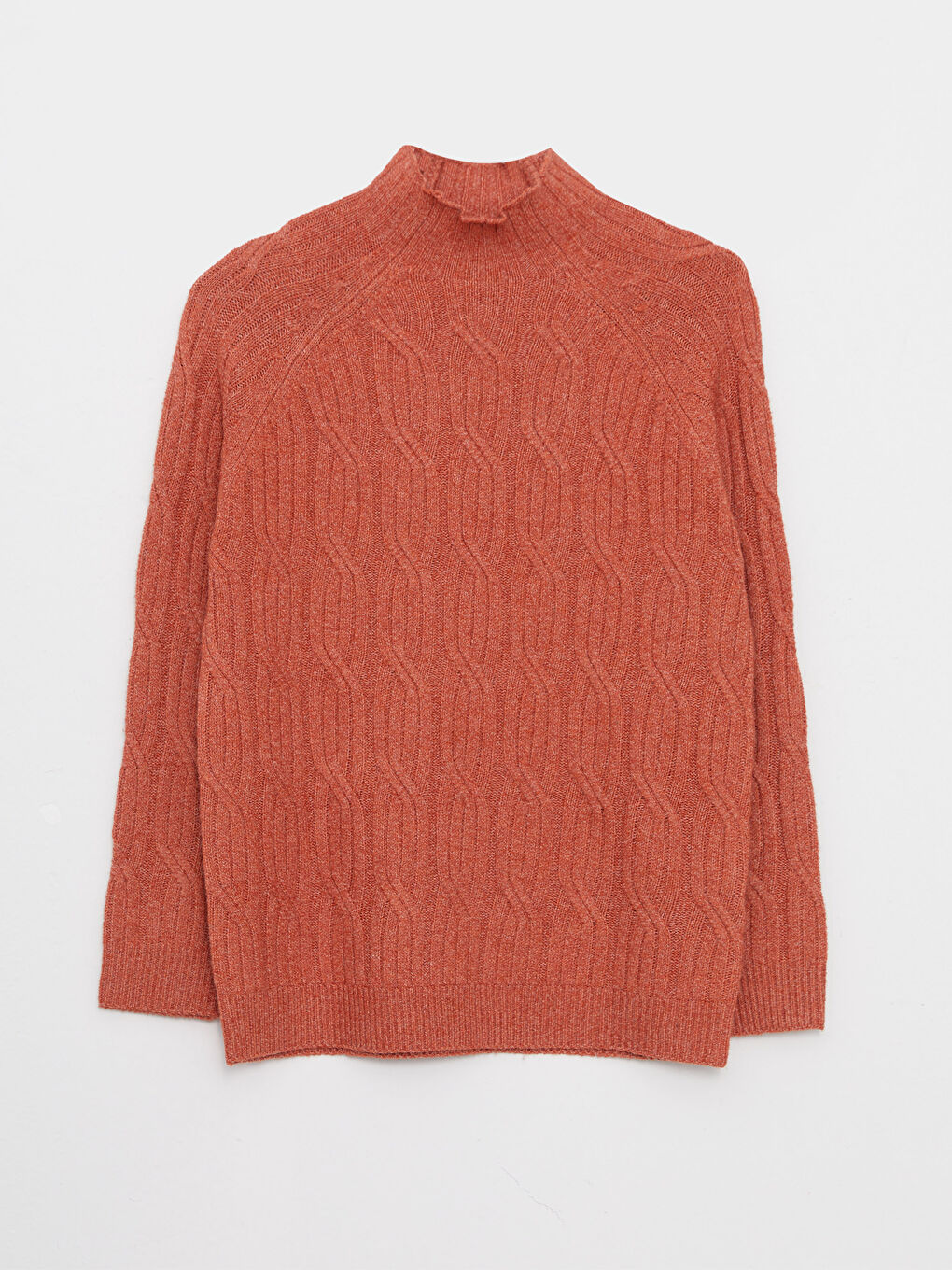 Half Turtleneck Self Patterned Long Sleeve Women's Tricot Sweater-5