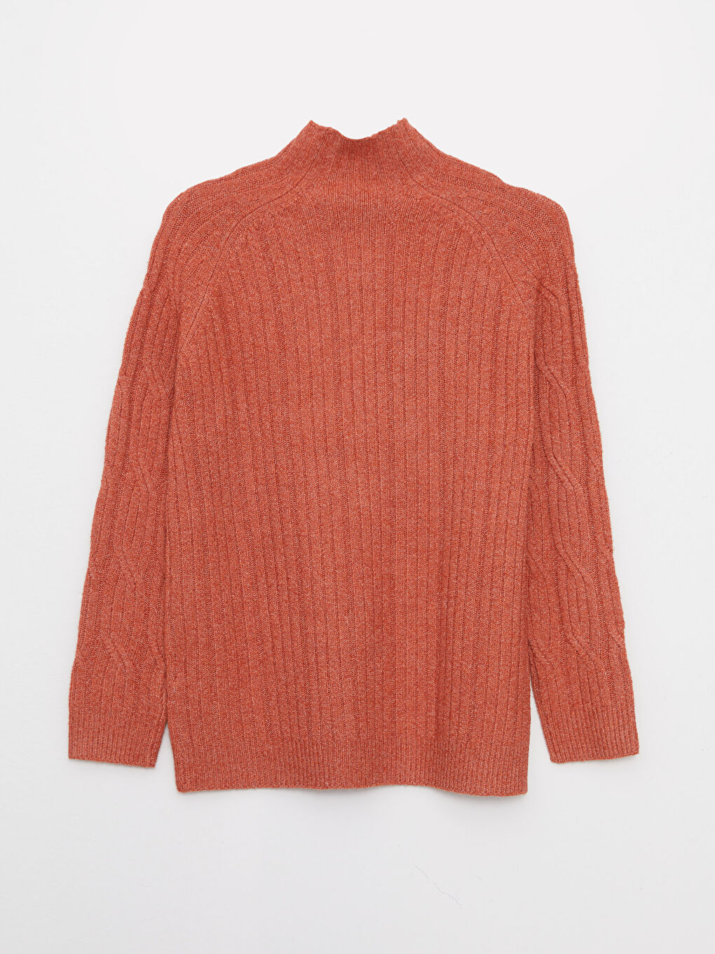 Half Turtleneck Self Patterned Long Sleeve Women's Tricot Sweater-6