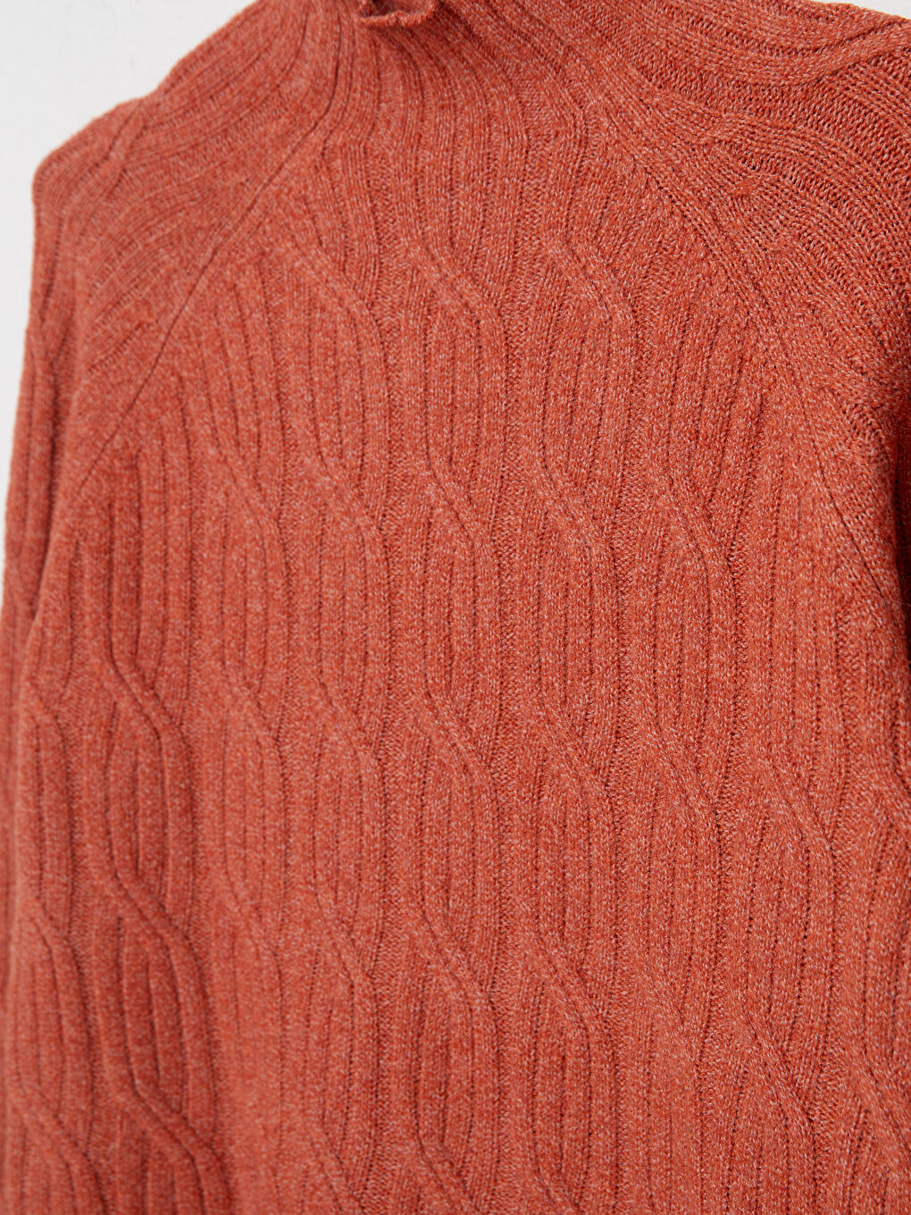 Half Turtleneck Self Patterned Long Sleeve Women's Tricot Sweater-7