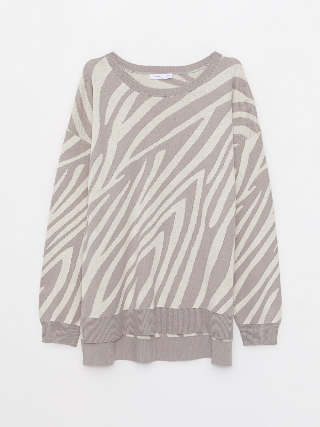 Crew Neck Patterned Long Sleeve Women's Knitwear Sweater-5