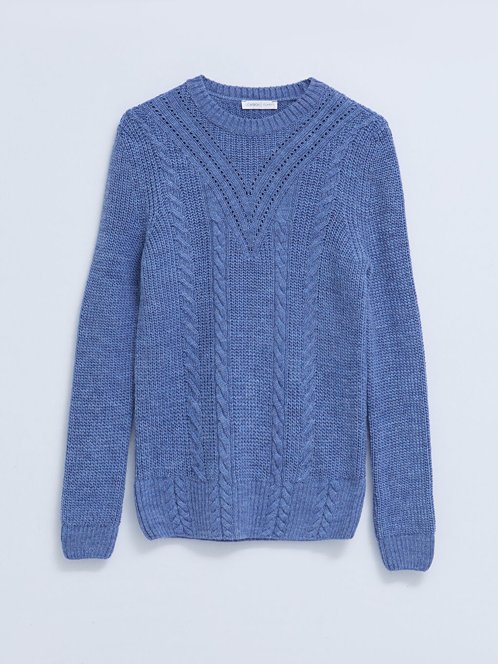 LCWAIKIKI Basic Crew Neck Self Patterned Long Sleeve Women's Knitwear Sweater -W20203Z8-GNQ