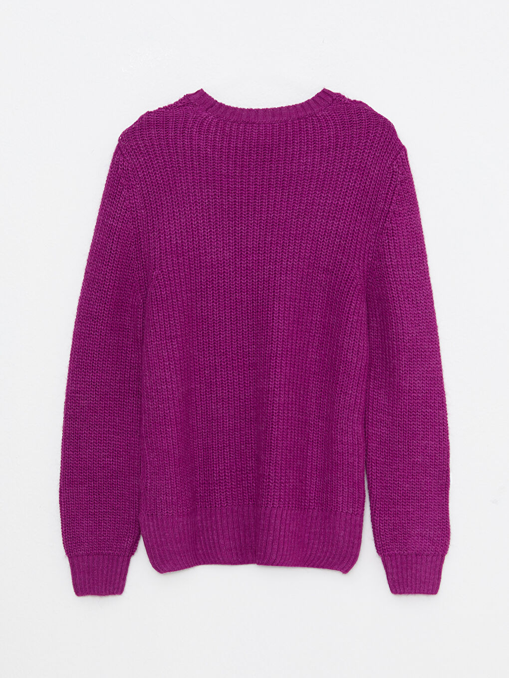 Mor Bisiklet Yaka Kendinden Desenli Uzun Kollu Kadın Triko Kazak-6