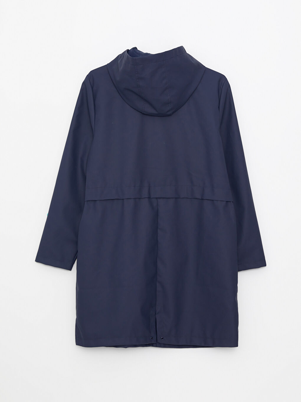 Lacivert Kadın Kapüşonlu Düz Yağmurluk-8