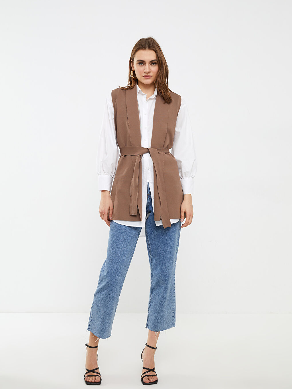 Gilet Uni à Col Châle pour Femmes