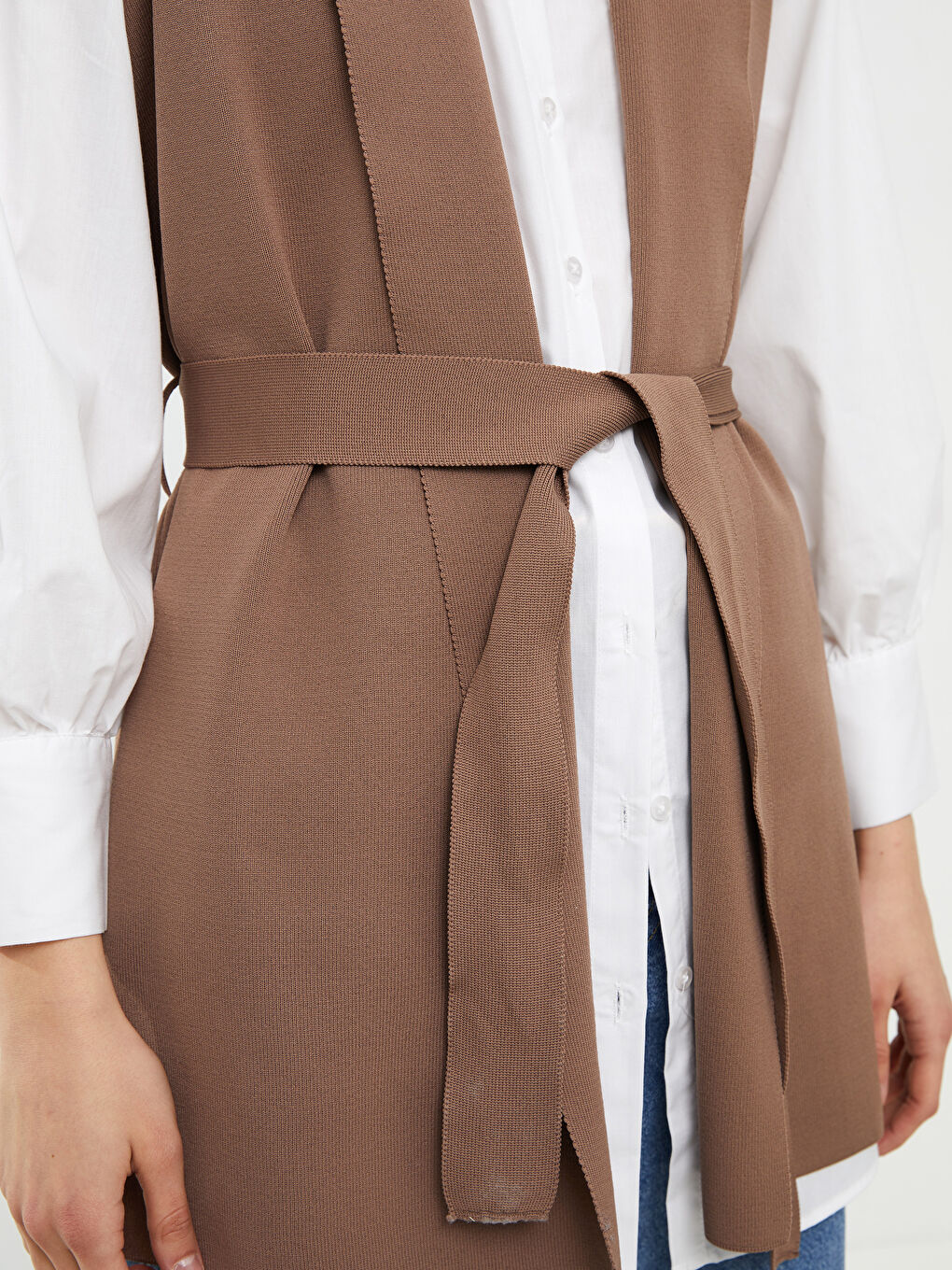 Gilet Uni à Col Châle pour Femmes-3