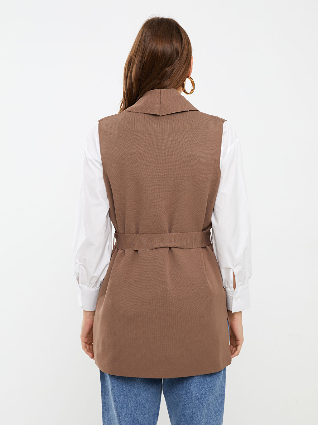 Gilet Uni à Col Châle pour Femmes-4