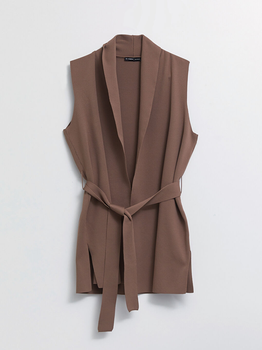 Gilet Uni à Col Châle pour Femmes-5