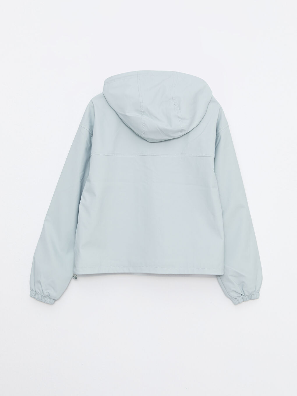 Yeşil Kadın Kapüşonlu Düz Yağmurluk-6