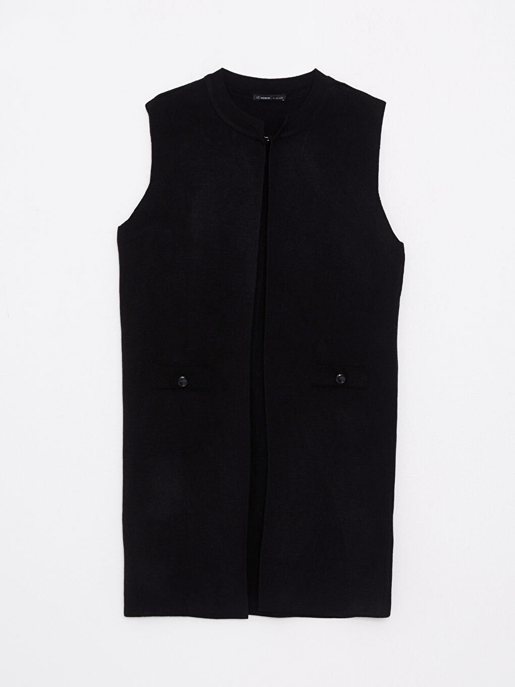 Women's Crew Neck Plain Knitwear Waistcoat-6