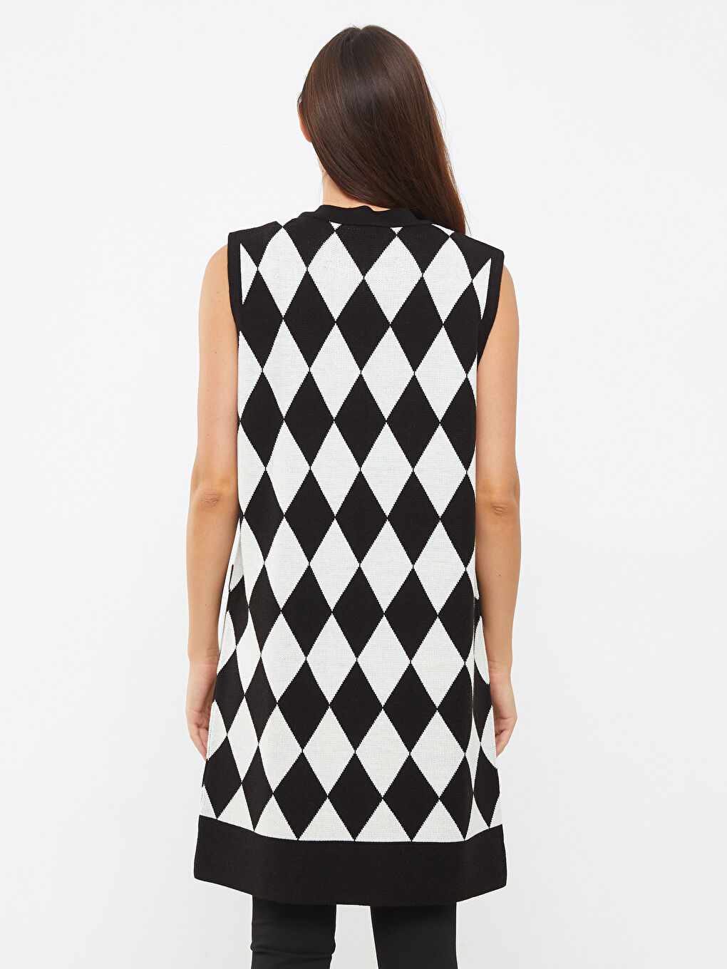 Crew Neck Patterned Women's Knitwear Waistcoat -W20229Z8-MJQ