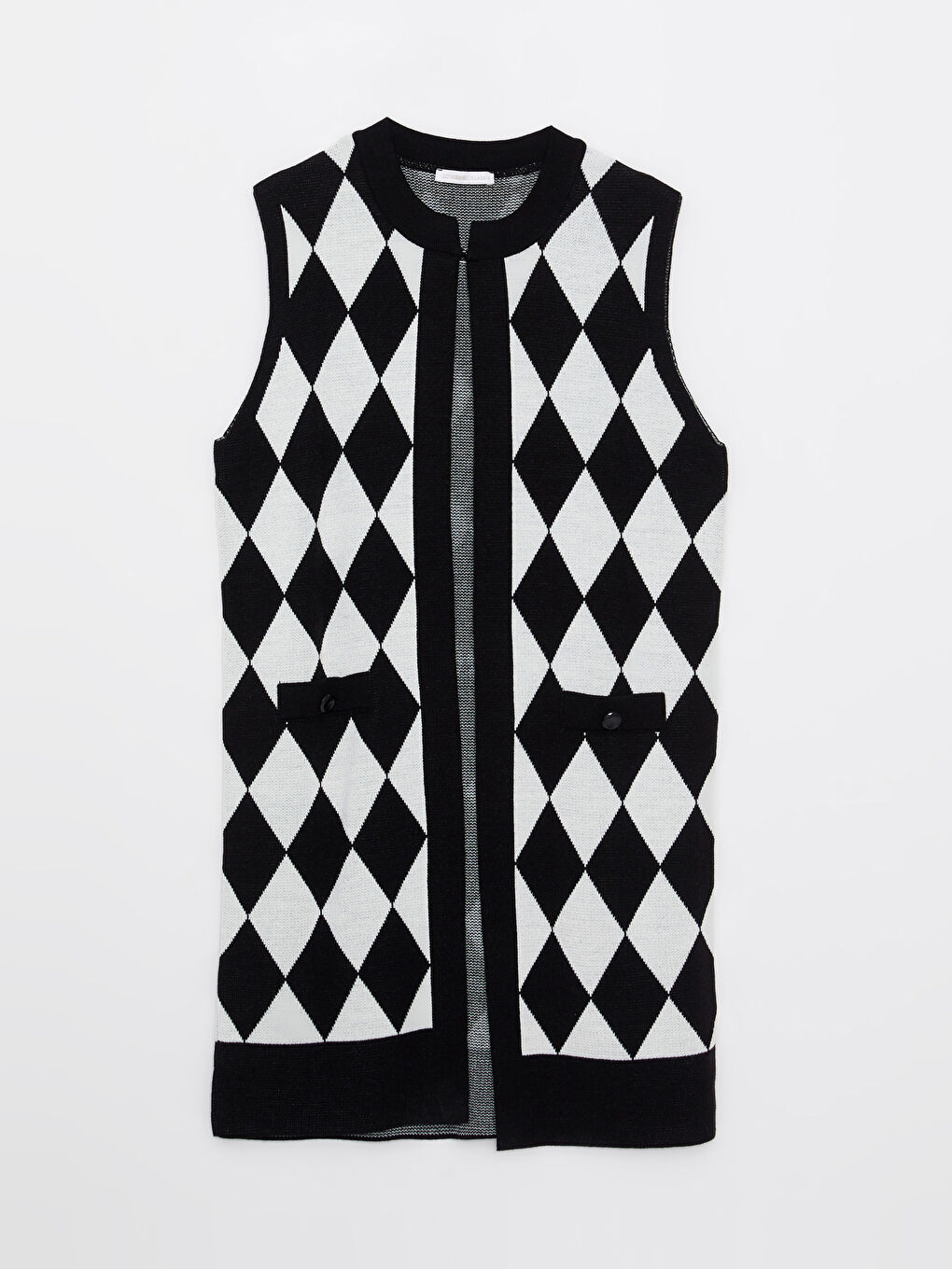 Crew Neck Patterned Women's Knitwear Waistcoat -W20229Z8-MJQ